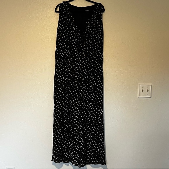 NWT Roz & Ali Polka Dot Wide Leg Ruffle Neck Jumpsuit, plus size jumpsuit 14 - Picture 3 of 8